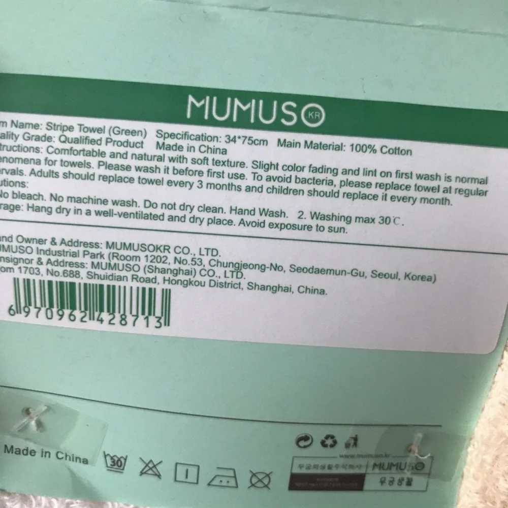 3 pieces Mumuso Face Towels